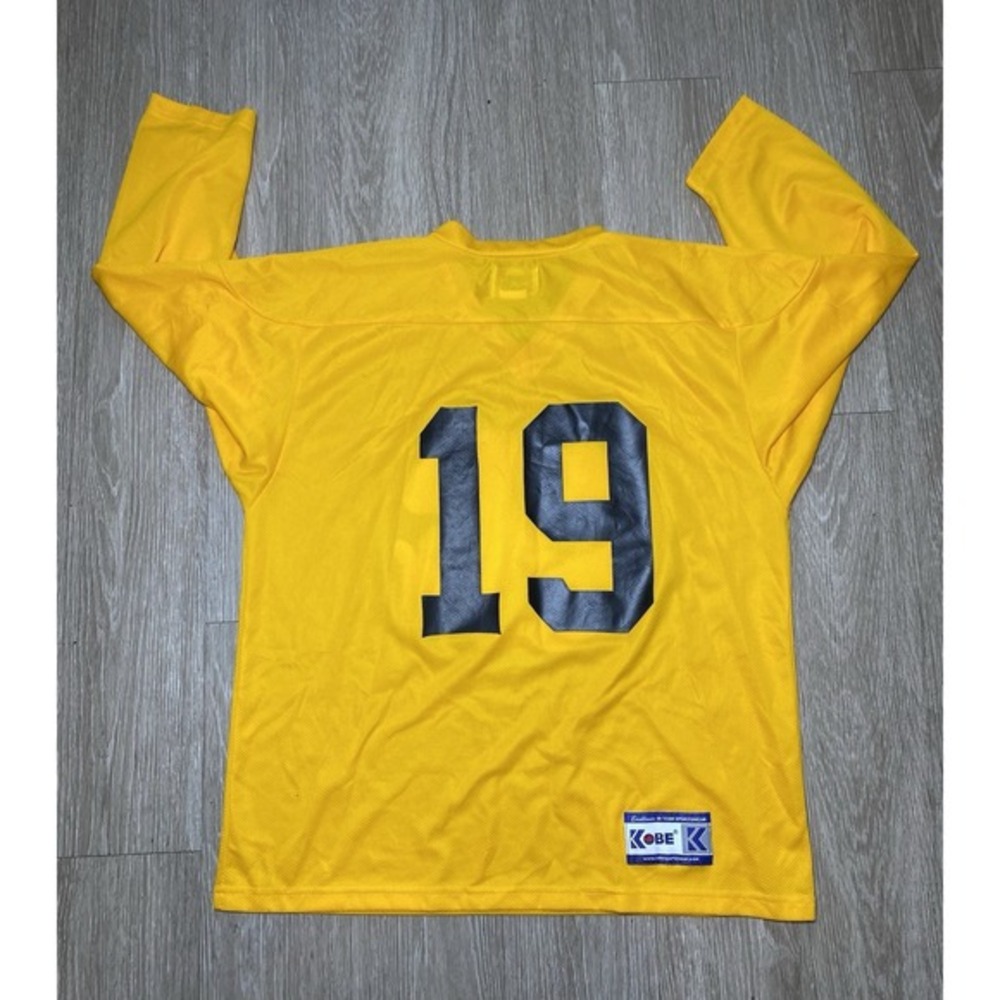 Vintage 90's Kobe Houston Aeros #19 Yellow Hockey Jersey IHL Rare Men Size SMALL - Picture 5 of 8